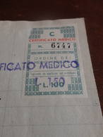 MARCA DA BOLLO ORDINE DEI MEDICI CHIRURGI DI PALERMO LIRE  100 SOPRASTAMPATO LIRE 150 + ALTRE 3 -1946 - Fiscaux