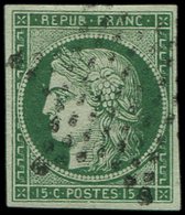 EMISSION DE 1849 - 2b   15c. Vert FONCE, Obl. ETOILE, TB. Br - 1849-1850 Ceres