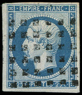 EMPIRE NON DENTELE - 15   25c. Bleu, Obl. GROS POINTS, TB - 1853-1860 Napoléon III.