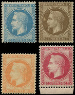 EMPIRE LAURE - 29B, 30, 31 Et 32, 20c. Bleu, T II, 30c. Brun, 40c. Orange Et 80c. Rose Bdf, * Et **, Signés Calves (sf. - 1863-1870 Napoléon III Lauré