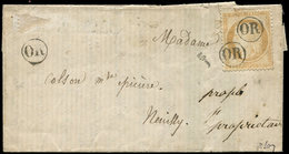 Let CERES DENTELE - 55   15c. Bistre, Défx, Obl. OR 2 Fois Sur LAC De Chichery, B/TB. Br - 1871-1875 Ceres