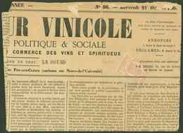 Let JOURNAUX -  9 : 2c. Rose, Obl. TYPO Sur LE MONITEUR VINICOLE Du 27/10/69, TB - Zeitungsmarken (Streifbänder)