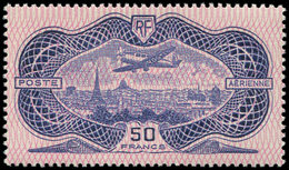 ** POSTE AERIENNE - 15b 50f. Burelage RENVERSE, Un Point Noir D'origine, TB - 1927-1959 Ungebraucht