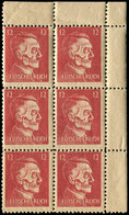 ** TIMBRES DE LIBERATION - Faux De Propagande 2 : 12pf. Rouge, Hitler, Tête De Mort, BLOC De 6 Cdf, TB - Befreiung