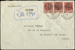 Let TIMBRES DE LIBERATION - LA CHARITE SUR LOIRE 29 : 1f50 Brun-rouge T II, 2 Ex. + N°11 T I, Obl. COSNE 26/10/44 Sur En - Befreiung