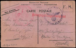 Let Guerre 1939/1945 - Avis De Capture Manuscrit Sur Carte FM Avec Griffe "Kriegsgefangenenpost", Censures Françaises Et - 2. Weltkrieg 1939-1945