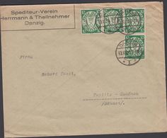 1924. 4 X 10 Pf. DANZIG 13.10.24. To Teplitz - Schönau, Böhmen.  (MICHEL 194) - JF310418 - Covers & Documents