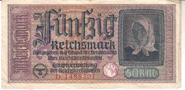 3737    DRITES REICH  50 MARK   STEMPEL  O. F . Osvobodilna Fronta   SLOWENISCHE PARTISANEN  Selten - 50 Reichsmark