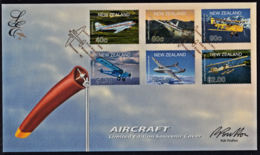 Ce0033 NEW ZEALAND 2001, SG 2408-13  Aircraft, Limited Edition Signed FDC - Covers & Documents