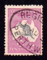Australia 1917 Kangaroo 10/- Grey & Intense Aniline Pink 3rd Watermark Used - Nuevos
