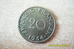 20 Francs "Saarland" De 1954 En TTB+(à Gardé Son Aspect D'origine;Si Nettoyé=SUP)(Monnaie Plus Belle Que Photo). - Other & Unclassified