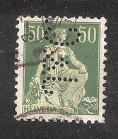 Perfin/perforé/lochung Switzerland No YT124  1908-1942 - Hélvetie Assise Avec épée J.&C.  John Im Obersteg & Cie - Perfins