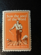 BIBLE Society SOW THE SEED OF THE LORD Religion Christianism Vignette Poster Stamp Label USA - Unclassified