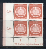 Germany DDR 1954 Official 30pf Blk4 MUH - Andere & Zonder Classificatie