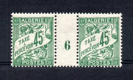 !!! PRIX FIXE : ALGERIE, PAIRE DE LA TAXE N°6 AVEC MILLESIME 6 NEUF ** - Timbres-taxe