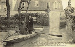 Cpa Inondations 1910, Jean Coquelin Quittant Sa Villa St James - Inondations De 1910