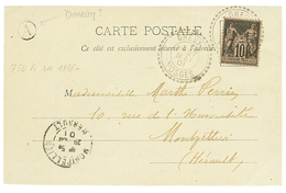 1901 10c SAGE Obl. Superbe Cachet Perlé GREUX VOSGES + Boite RURALE A = "DOMREMY" Sur CP. Superbe. - Andere & Zonder Classificatie