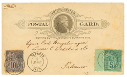 1887 ENTIER POSTAL AMERICAIN Daté " PAPEETE" Avec COLONIES GENERALES 5c + 10c Obl. PAPEETE TAITI Pour PALERMO (ITALIE).  - Otros & Sin Clasificación