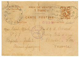 1945 ENTIER OCEANIE 1F Obl. PAPEETE TAHITI + Censures FRANCAISE Et US Pour La FRANCE. Pli Central. Trés Rare. TTB. - Otros & Sin Clasificación