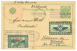 BOSNIA : 1915 P./Stat 5h Overprint PORTO FREI + 5h+ Military Label Sent REGISTERED From SARAJEVO To SWITZERLAND. Scarce. - Bosnia Herzegovina