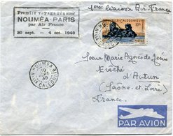 NOUVELLE-CALEDONIE LETTRE PAR AVION AVEC CACHET "PREMIER VOYAGE REGULIER NOUMEA-PARIS PAR AIR FRANCE 30 SEPT-4 OCT 1949" - Briefe U. Dokumente