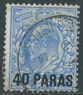 1902-05 BRITISH LEVANT USED TURKISH CURRENCY SG 8 40pa ON 2 1/2d - F23-9 - Levante Británica