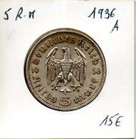 Allemagne. 5 Reichsmarks 1936 A - 5 Reichsmark