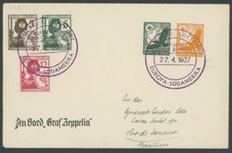 1937, 3. Südamerikafahrt, Bordpost Mit Neuem Stempel, Prachtbrief -> Automatically Generated Translation: 1937, "3. Sout - Zeppelins