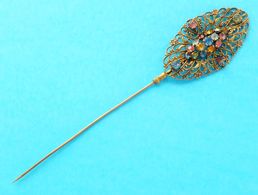 BEAUTIFULL ANTIQUE BRASS HAIR PIN ... In Top Condition * Ancien épingle à Cheveux Haarnadel Forcina Horquilla - Accessories