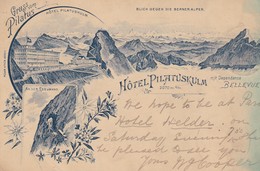 Lithographie Kriens Kt. Luzern Schweiz, Hotel Pilatuskulm, Blick Gegen Die Berner Alpen, An Der Eselwand 1898 - Kriens