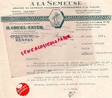 35- RENNES- RARE LETTRE H. GRUEL FAYER -L. ALLAIRE- A LA SEMEUSE-GRAINES HORTICULTURE -AGRICULTURE-1945 - Landbouw