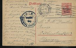 Carte Obl. N° 12 Obl. Lüttich - Liège 14/05/1918 + Censure Pour La Hollande - Occupation Allemande