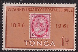 Tonga 1961 QE2 1d 75th Anniv Postal Service MM SG 115 ( G529 ) - Tonga (...-1970)