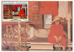 POLYNESIE FRANCAISE - Carte Maximum - C Lemoine "Femmes Sur La Véranda" 22 Dec 1983 - Papeete - Tarjetas – Máxima