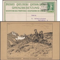 Suisse 1915. Entier Timbré Sur Commande. Occupation Des Frontières. Mitrailleuse De Forteresse Dans Les Alpes - Berge