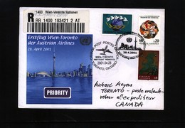 UNO Wien 2001 AUA First Flight Wien -Toronto - Covers & Documents