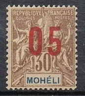 MOHELI N°19A N**  Variété Surcharge Espacée De 1.75mm - Unused Stamps