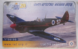 VINTAGE PHONE CARD BEZEK PLANE SPITFIRE SECOND WORLD WAR IDF ZAHAL DEFENSE ISRAEL AIR FORCE - Avions