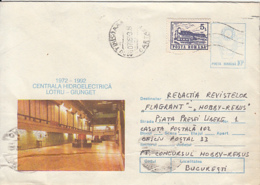 76657- LOTRU-GIUNGET WATER POWER PLANT INTERIOR, ENERGY, COVER STATIONERY, HOTEL STAMP, 1993, ROMANIA - Water