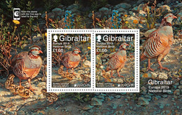 GIBRALTAR 2019 - EUROPA 2019 - -"AVES - BIRDS/WILDLIFE - VÖGEL - OISEAUX"- PERDIZ BARBARY - HOJITA BLOQUE - 2019