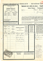 566/28 - Lettre De Voiture Cachet De Gare NORD BELGE ANDENNE 1937 Vers BELGRADE - Exp. Briques Réfractaires - Nord Belge