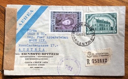 ARGENTINA REGISTERED PAR AVION  FROM BUENOS AIRES TO WIEN  AUSTRIA  THE 29/8/50  CON CENSURA - Buenos Aires (1858-1864)
