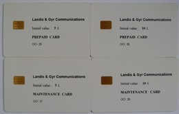 UK - Great Britain - Mint - Landis & Gyr Chip - Test Set Of 4 - Maintenance & Prepaid - OCI 28 / 31 - RR - BT Emissions Internes