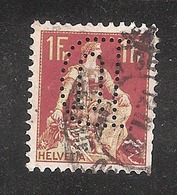 Perfin/perforé/lochung Switzerland No 105  TYPE II 1908-1933 - Hélvetie Assise Avec épée  DU   Usine De Degrossissage - Perfins