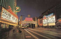 Reno Nevada, Night Time Street Scene With Reno Arch, C1970s Vintage Postcard - Reno