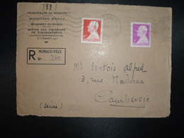 DEVANT LR TP 6F + TP 3F OBL.MEC.26 VII 46 MONACO PRINCIPAUTE - Storia Postale