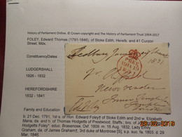 Devant De Lettre De Grande Bretagne De 1831 - ...-1840 Prephilately