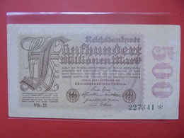 Reichsbanknote 500 MILLIONEN MARK 1923 VARIETE N°3 - 500 Mio. Mark