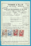 Fiscale Zegels 100 Fr + 50 Fr..TP Fiscaux / Op Dokument Douane En 1934 Taxe De Transmission Et De Luxe - Documents