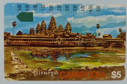 CAMBODIA - $5 - Anritsu - Angkor Ruins -  Used - Cambodge